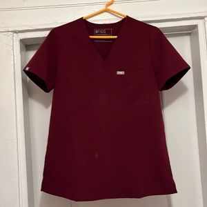 Figs Burgundy Catarina Scrub Top